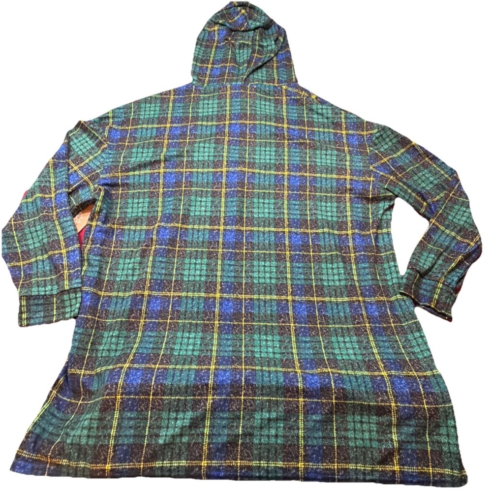 GREEN BLACK YELLOW wide PLAID HOODIE NEW sweater Cozy Vibes Tunic Women’s  2xl - Picture 3 of 12